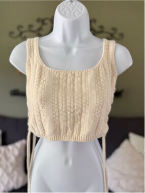 Women's PAPERMOON Beige Knit Crop Top S